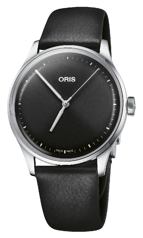 Oris Artelier S Automatic Stainless Steel Black Dial Black Leather Strap Unisex Watch 733 7762 4054-07 5 20 69FC