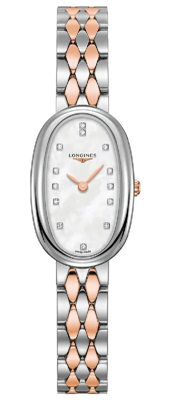 Longines Symphonette Stainless Steel & Rose Gold Diamond & Mother-of-Pearl Dial Womens Watch L2.305.5.87.7