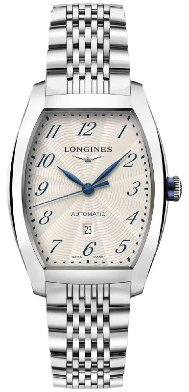 Longines Evidenza Automatic Stainless Steel Tonneau Silver Dial Date Unisex Watch L2.342.4.73.6