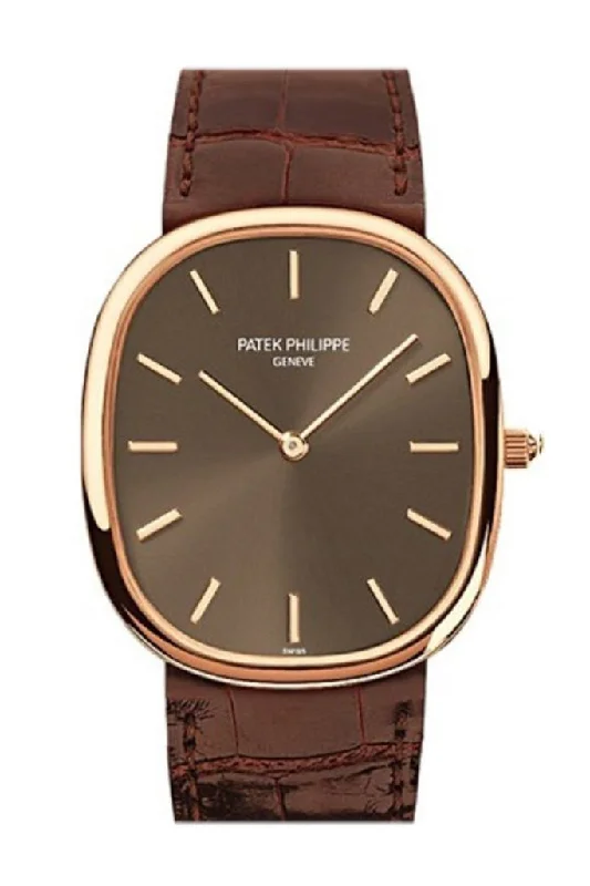 Patek Philippe Golden Ellipse Automatic Brown Dial 18 kt Rose Gold Men's Watch 3738/100R-001