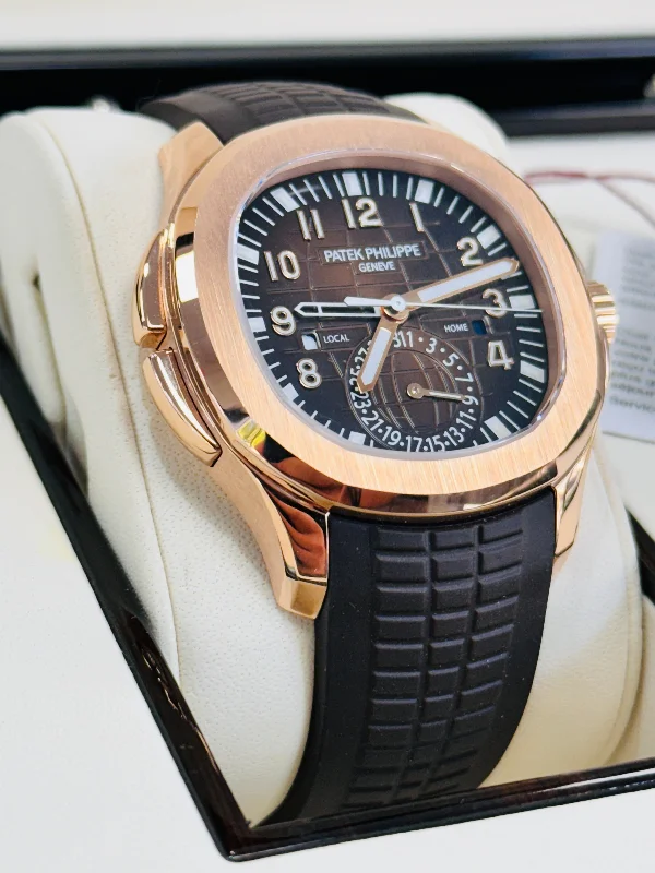 Patek Philippe Aquanaut 5164R Travel Time 18K Rose Gold Box and Papers MINT