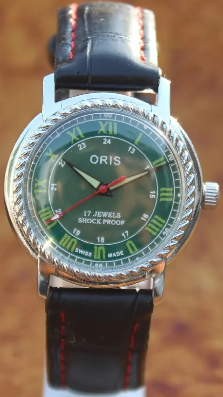 Antique Vintage ORIS 17 Jewels FHF ST96 Mechanical Hand Wind Swiss Made Men's Wristwatch