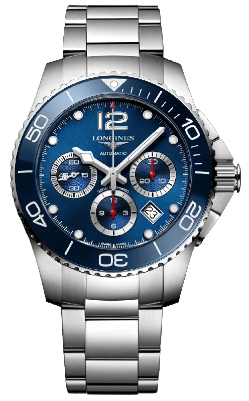 Longines HydroConquest Automatic Chronograph Stainless Steel Blue Dial Date Divers Mens Watch L3.883.4.96.6