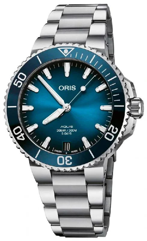 Oris Aquis Automatic Stainless Steel Blue Dial Date Divers Mens Watch 400 7769 4135-07 8 22 09PEB