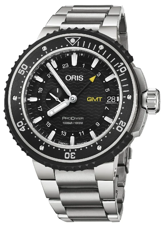 Oris ProDiver GMT Automatic Titanium Black Dial Date Divers Mens Watch 748 7748 7154-MB