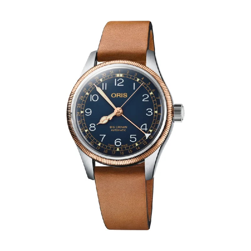 Big Crown Pointer Steel/Bronze Blue Dial Mens Tapered Strap