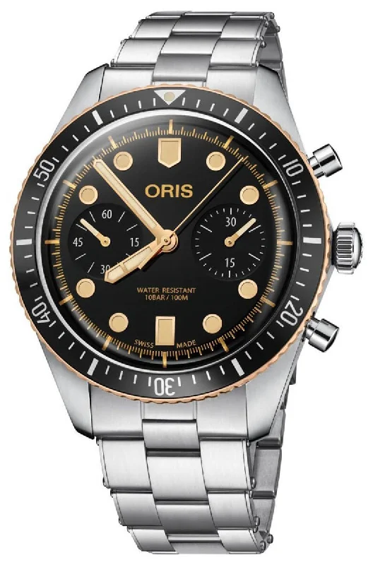 Oris Divers Sixty-Five Automatic Chronograph Stainless Steel Black Dial Mens Watch 771 7744 4354-MB