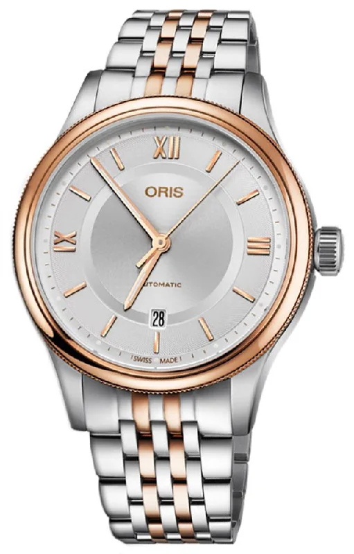 Oris Classic Automatic Two-Tone Stainless Steel Silver-Tone Dial Date Mens Watch 733 7719 4371-MB