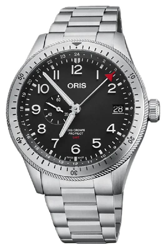 Oris Big Crown ProPilot Timer GMT Automatic Stainless Steel Black Dial Date Mens Watch 748 7756 4064-07 8 22 08