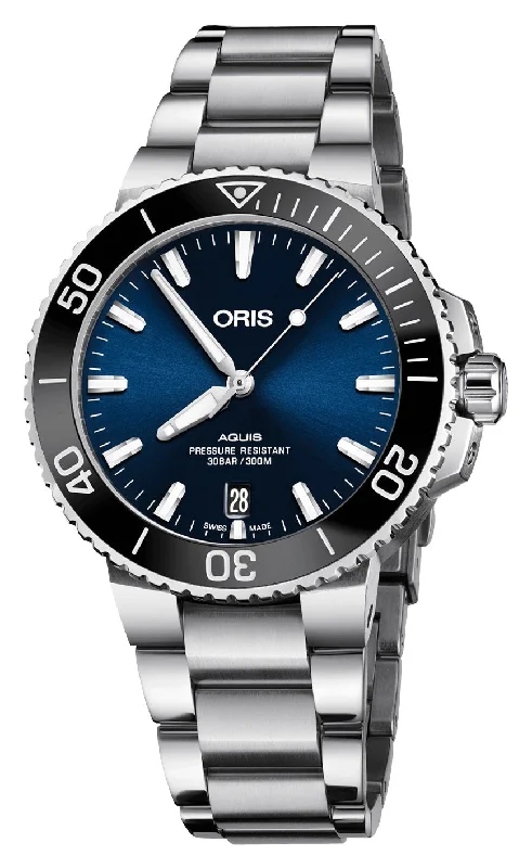 Oris Aquis Date Automatic Stainless Steel Blue Dial Divers Mens Watch 733 7766 4135-07 8 22 05PEB